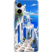 Adasena Vivo Y28 Kılıf Desenli Baskılı Tpu Rubber Kapak Santorini Tatil