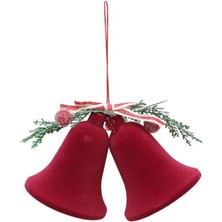 Empressco Şık Kadife Çan Dekoru, Bordo, 10X20 Cm, 2'li Paket, Yılbaşı Teması