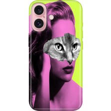 Senada iPhone 16 Plus Kılıf Desenli Baskılı Tpu Rubber Kapak Cat Face