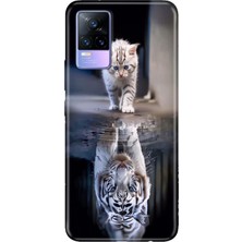 Senada Vivo V21E Kılıf Desenli Baskılı Tpu Rubber Kapak Big Cat