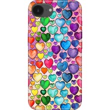 Senada iPhone 16E Kılıf Desenli Baskılı Tpu Rubber Kapak Kalp Çizim