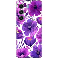 Adasena Tecno Camon 40 4g Kılıf Desenli Baskılı Tpu Rubber Kapak Mor Çiçekler