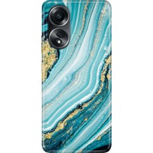 Adasena Oppo A58 Kılıf Desenli Baskılı Tpu Rubber Kapak Simli Taş