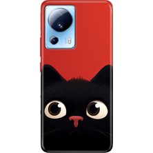Senada Xiaomi Mi 13 Lite Kılıf Desenli Baskılı Tpu Rubber Kapak Cat Red