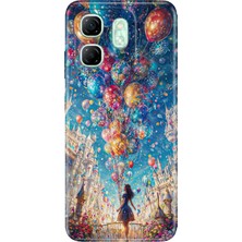 Infinix Hot 50I - Smart 9 Kılıf Desenli Baskılı Tpu Rubber Kapak Mutlu Kız