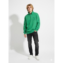 Ribana Classic Unisex Regular Üç İplik Yumuşak Dokulu Düğmeli Sweatshirt