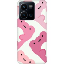 Adasena Vivo Y22S Y35 Kılıf Desenli Baskılı Tpu Rubber Kapak Pink Frogs