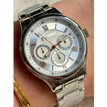 Ajda Bilezik Hediyeli Gümüş Fonksiyon Görünümlü Ferrucci Kadın Saati