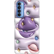 Senada Oppo Reno 4 Pro Kılıf Desenli Baskılı Tpu Rubber Kapak 3D Space