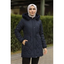 Semira Kadın Büyük Beden Nova Kumaş Astarlı  Kapitone Mont