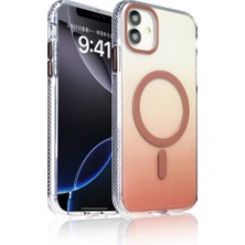 iPhone 11 Kılıf M-Safe Şarj Özellikli Transparan Renk Geçişli Zore Toros Kapak - Rose Gold
