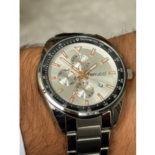 Ferrucci Gümüş Renk Beyaz Kadranlı Fonksiyonlu Tarihli Erkek Saati