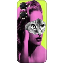 Senada Vivo Y18 Kılıf Desenli Baskılı Tpu Rubber Kapak Cat Face