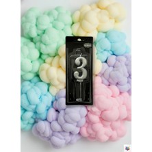 Metalik Silver Rakam Mum 3