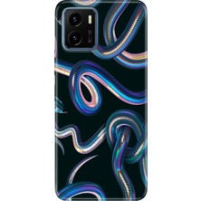 Senada Vivo Y15S Kılıf Desenli Baskılı Tpu Rubber Kapak Fosforlu Yılan