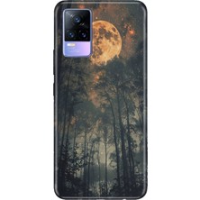 Adasena Vivo V21E Kılıf Desenli Baskılı Tpu Rubber Kapak Korkutan Orman