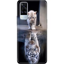 Senada Vivo Y51 Kılıf Desenli Baskılı Tpu Rubber Kapak Big Cat
