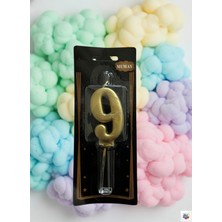 Metalik Gold Rakam Mum 9