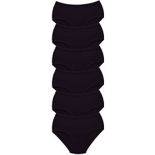 Marsilyan 6 Adet Tutku Kadın Yüksek Bel Bato Kalın Lastik Külot Siyah