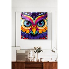 Marsilyan Renk Cümbüşü Baykuş Cam Tablo, Dekoratif Cam Tablo