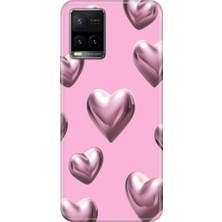 Adasena Vivo Y32 Y33S Kılıf Desenli Baskılı Tpu Rubber Kapak Platin Kalp