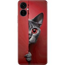 Adasena Tecno Camon 19 Neo Kılıf Desenli Baskılı Tpu Rubber Kapak Red Cat