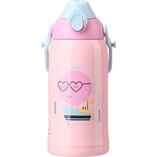 Uzspace 550 ml Yalıtımlı Paslanmaz Çelik Pipetli Termos Pembe