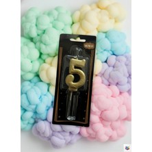 Metalik Gold Rakam Mum 5