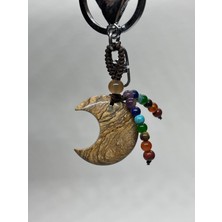 Gemsartdeco Bej Jasper Doğaltaş Anahtarlık Charm Hilal