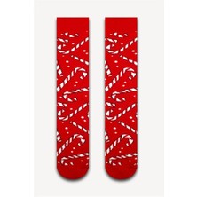 Neşeli Çoraplar Kırmızı Noel Şekerleme Havlu Çorap