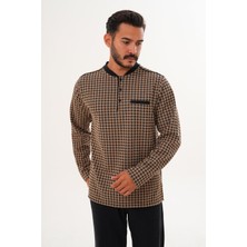 Çift Kaplan Erkek Yıldızlı Patlı Kahverengi Pijama Takımı 8033