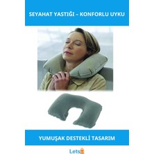 Letsii Şişme Seyahat Yastığı Boyunluk Yumuşak ve Rahat