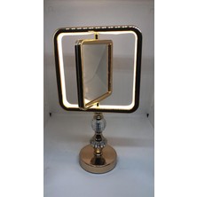 Lebron USB USB Şarjlı Kristal Ayaklı Gold Kare Masaüstü Makyaj ve 3 Renk Işık Masa Aynası