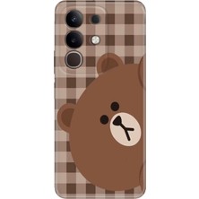 Senada Vivo Y29 Kılıf Desenli Baskılı Tpu Rubber Kapak Ekose Bear