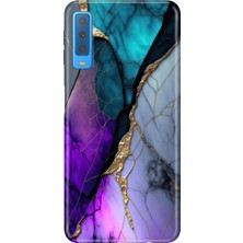 Senada Samsung Galaxy A7 2018 Kılıf Desenli Baskılı Tpu Rubber Kapak Altın Tozu