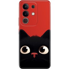 Senada Vivo Y29 Kılıf Desenli Baskılı Tpu Rubber Kapak Cat Red