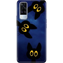 Senada Vivo Y51 Kılıf Desenli Baskılı Tpu Rubber Kapak Karanlık Kedileri