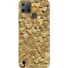 Senada iPhone 7 Plus - 8 Plus Kılıf Desenli Baskılı Tpu Rubber Kapak Gold Yaprak