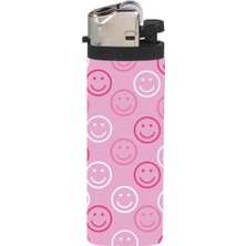 Hopena Çakmak Pembe Gülen Suratlar Full Kaplamalı Gazlı Çakmak