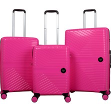Nasa U.s Pp - Silikon Kırılmaz 3 Lü Valiz Seti Fuşya