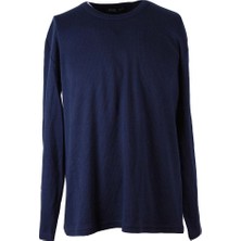 Trender O Yaka Raporlu Interlok Indigo Erkek Sweatshirt 5503