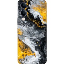Adasena Vivo Y04 Kılıf Desenli Baskılı Tpu Rubber Kapak Siyah Sarı 22