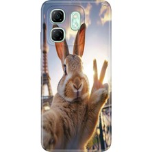 Infinix Hot 50I - Smart 9 Kılıf Desenli Baskılı Tpu Rubber Kapak Pariste Tavşan