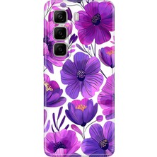 Adasena Infinix Hot 50 Pro 4g Kılıf Desenli Baskılı Tpu Rubber Kapak Mor Çiçekler