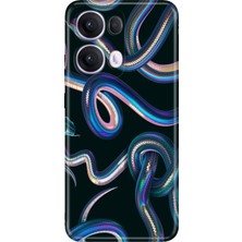 Senada Oppo Reno 13 Pro Kılıf Desenli Baskılı Tpu Rubber Kapak Fosforlu Yılan