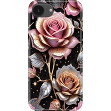 Senada iPhone 16E Kılıf Desenli Baskılı Tpu Rubber Kapak Gold Gül