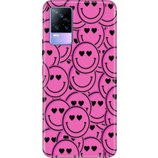 Adasena Vivo V21E Kılıf Desenli Baskılı Tpu Rubber Kapak Pembe Tebessüm