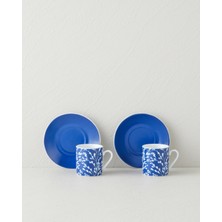 English Home Fawn Porselen 4 Parça 2 Kişilik Kahve Fincan Takımı 80 ml Koyu Mavi