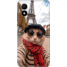 Adasena Tcl 303 Kılıf Desenli Baskılı Tpu Rubber Kapak Selfie Cat