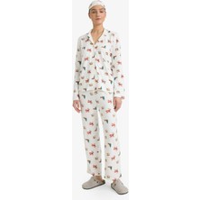 DeFacto Uyku Gözlüklü Pijama Takımı Yılbaşı Temalı Regular Fit Uzun Kollu Üst Uzun Alt G0234AX25WN